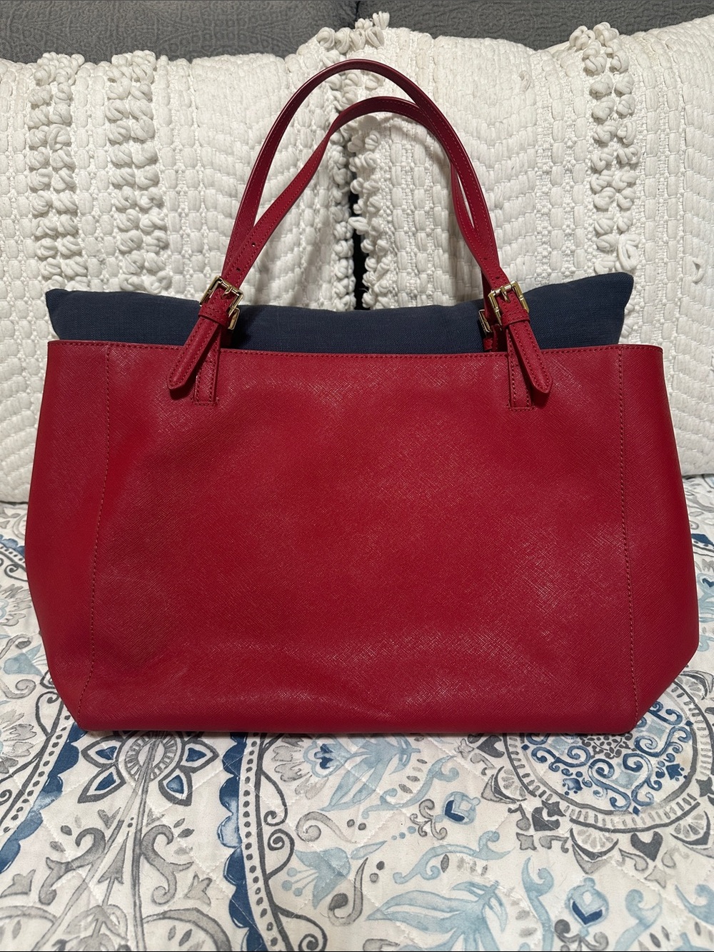 Tory Burch Red York Tote with Gold Logo - Picture 2 of 8